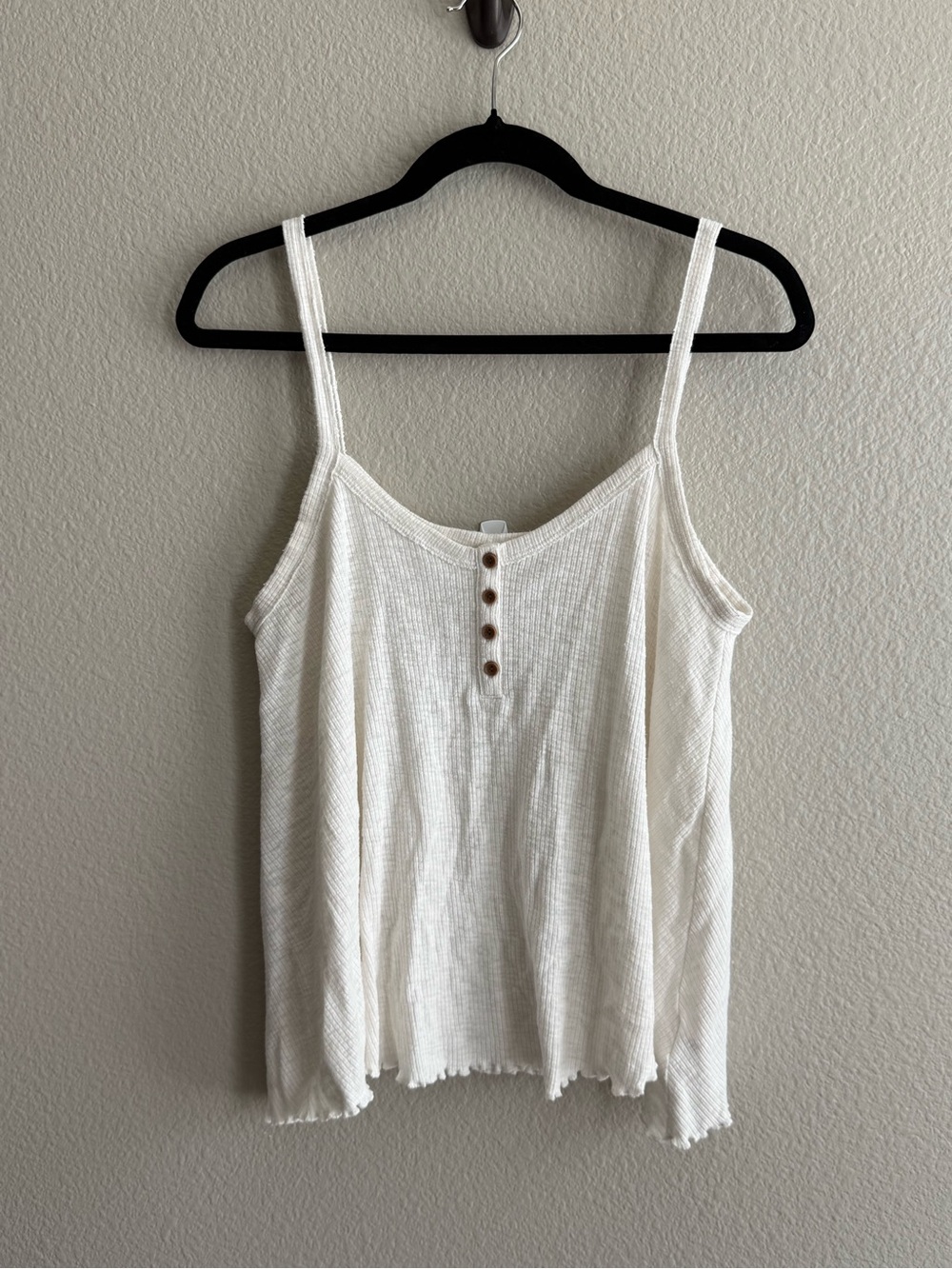 American Eagle Outfitters Ivory Ribbed Button Cami